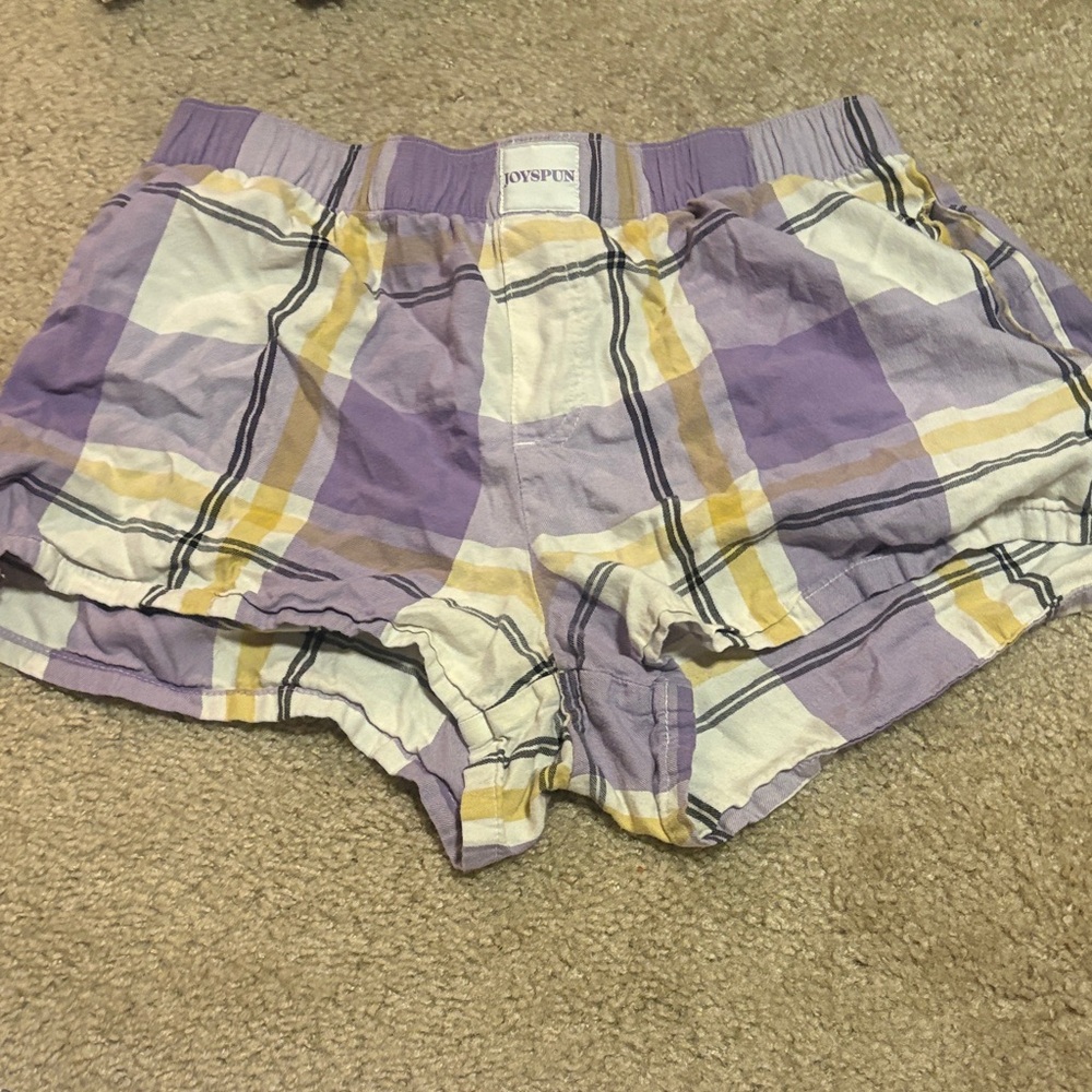 Madison Purple and Yellow Plaid Shorts